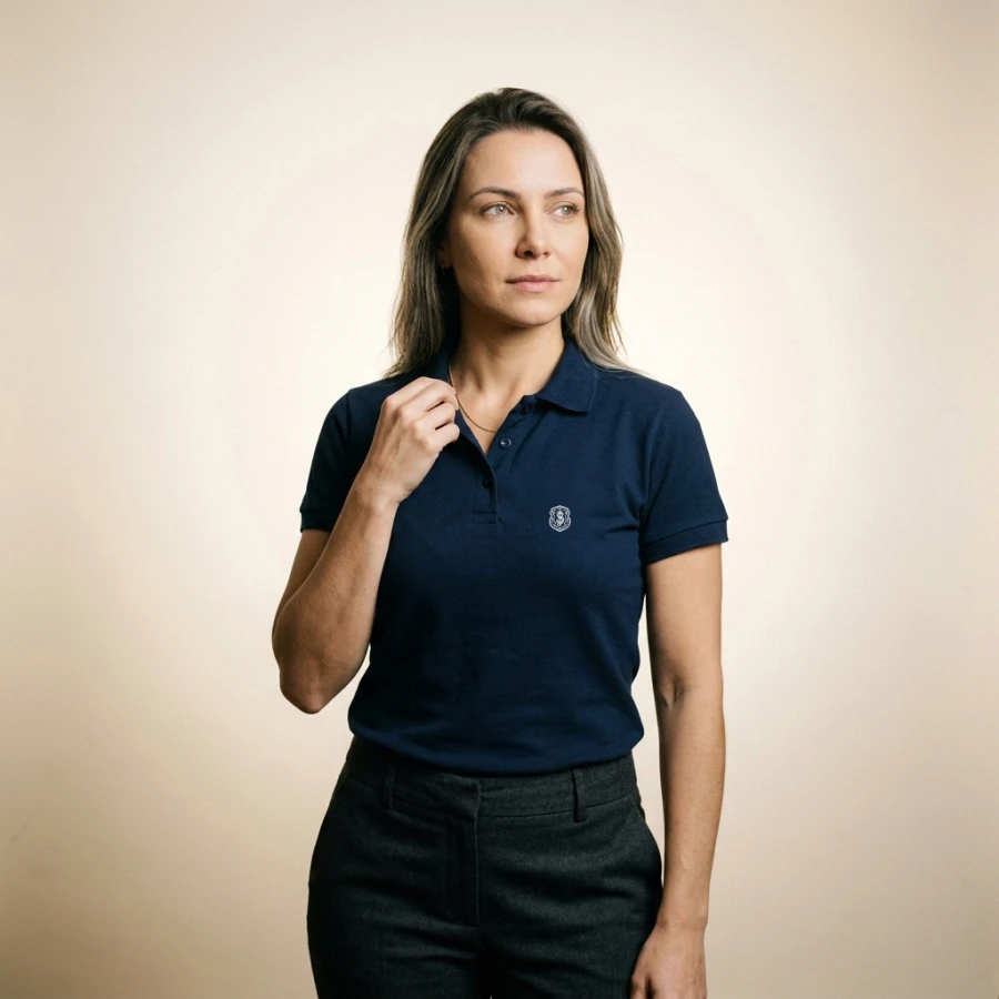 Polo Pima Feminina Safra Azul Marinho